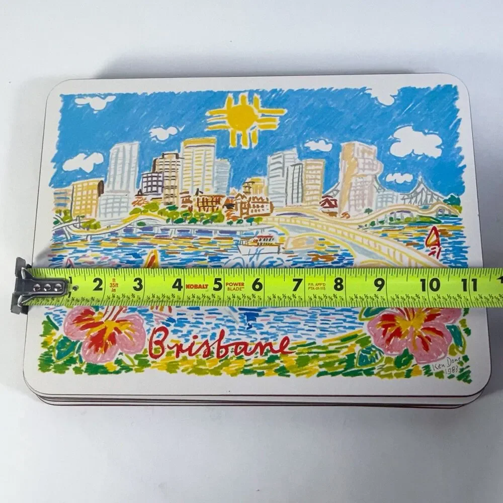 1983 Ken Done Australian City Placemats Trivets Set Sydney Melbourne Perth